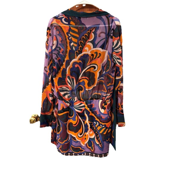 Zara Pucci Mini Dress Scarf Neck Tie Multi Color Print Florals Long Sleeve Sz M - Picture 4 of 8